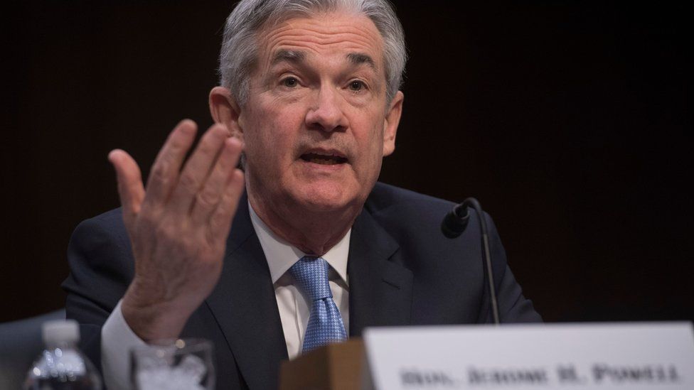 Chairman of the Federal Reserve nominee Jerome Powell testifies during his confirmation hearing in Washington, DC.