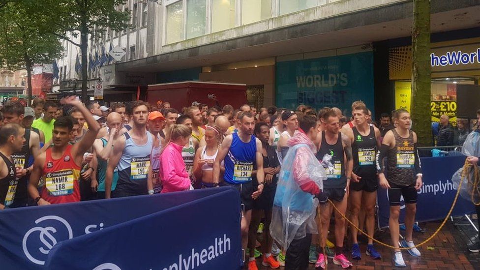 Runners at the start of the Great Birmingham run