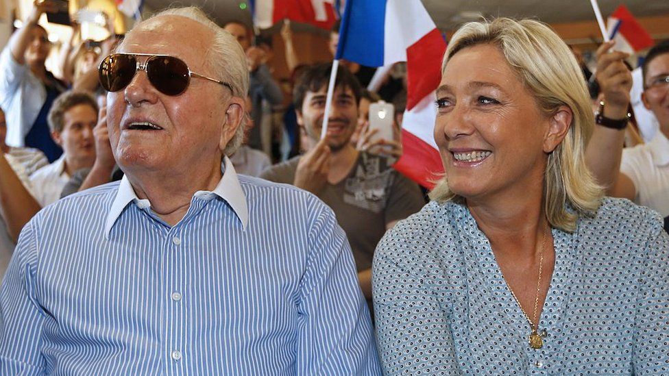 Jean-Marie Le Pen, left, and his daughter Marine Le Pen in 2014