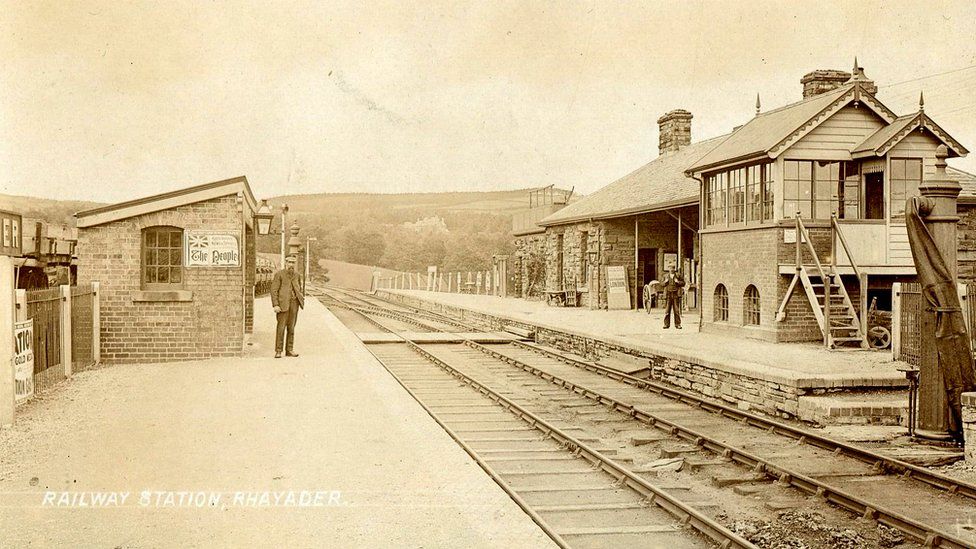 Old photograph of Rhayader rail station