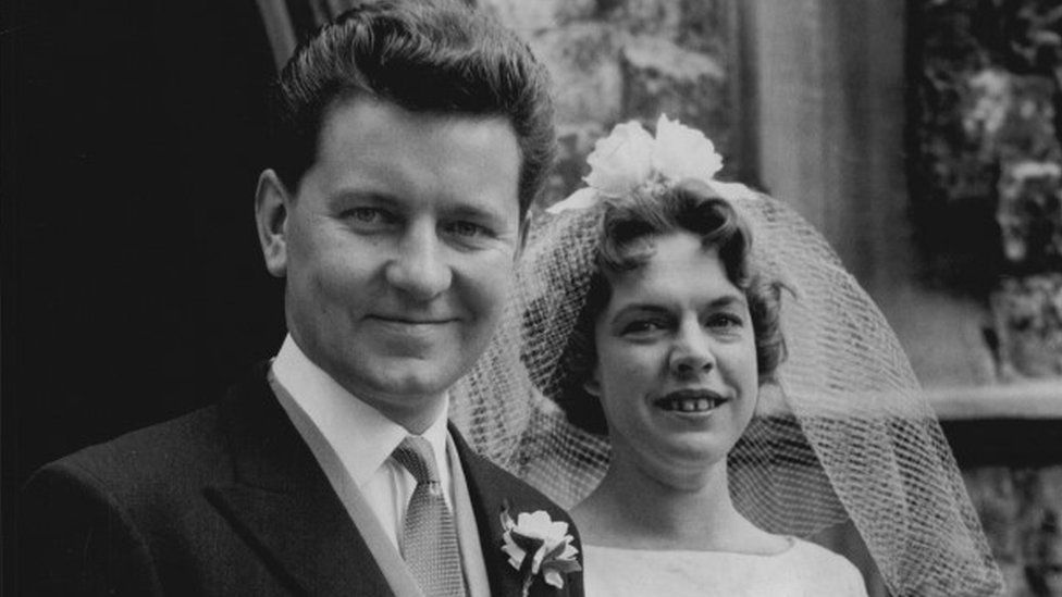 Newsreader Richard Baker With His Bride Miss Margaret Celia Martin.