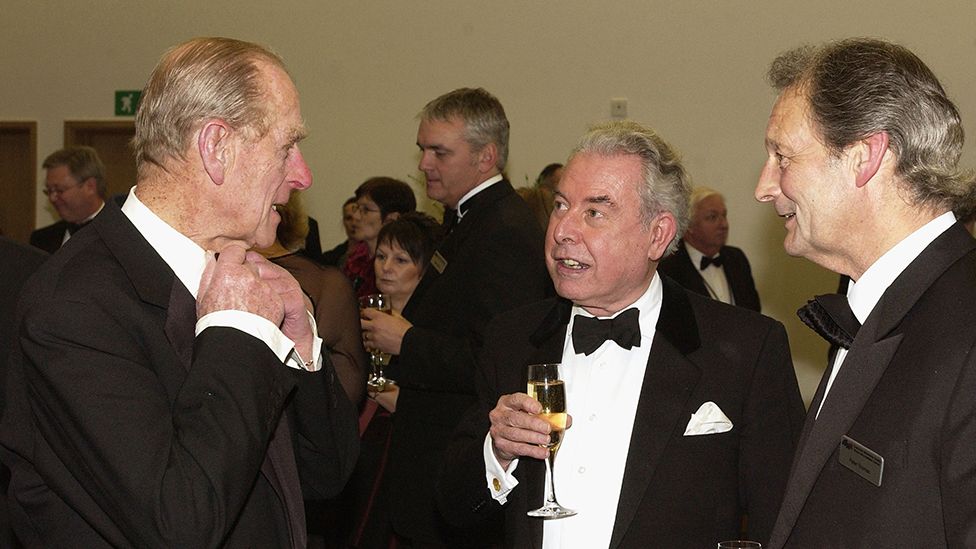 The Duke of Edinburgh with Sir Norman Lloyd Edwards at a royal gala at the Wales Millennium Centre, Cardiff, in 2004