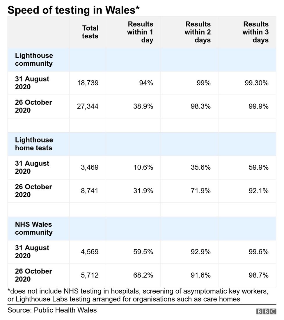 Speed of testing in Wales detail