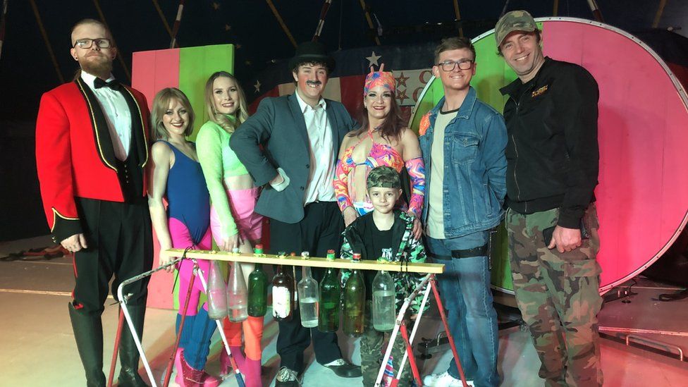 Patrick Austin, far right, says his son Luke is bringing new life to the 200-year-old Circus Ginnett