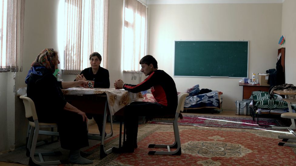 Refugees in a school in Barda