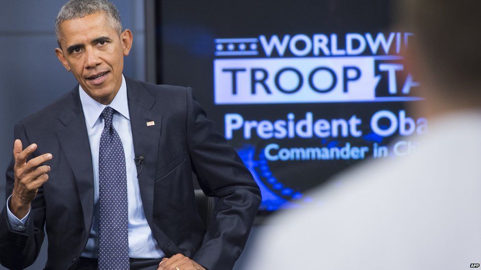 President Obama speaks to US military members