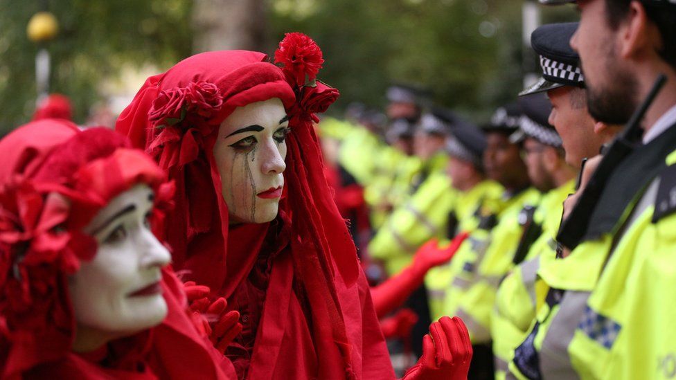 Extinction Rebellion protesters and police