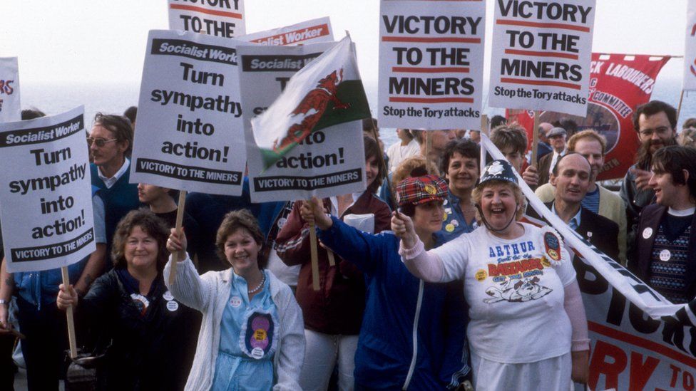 Miners and miners' wives demonstrate at the TUC Conference at Brighton