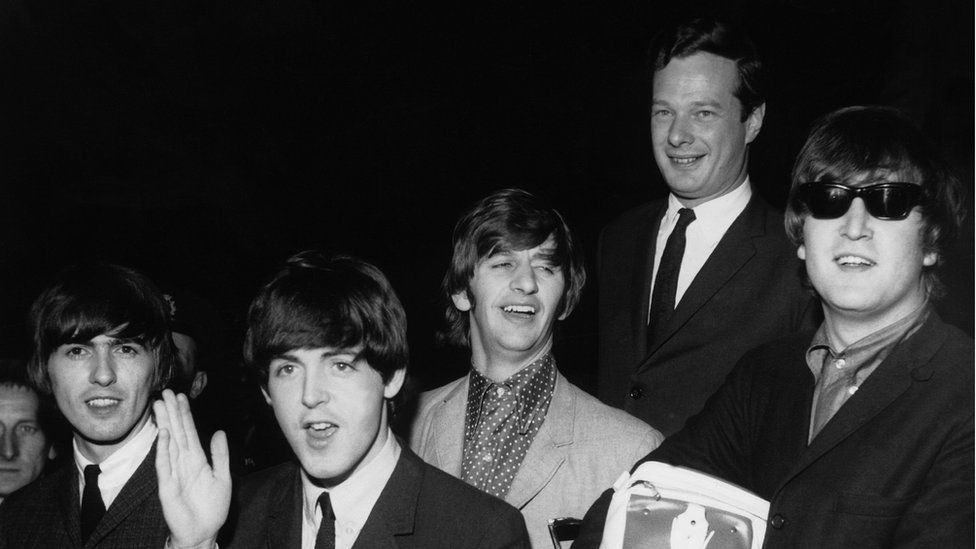 George Harrison, Paul McCartney, Ringo Starr, Brian Epstein and John Lennon
