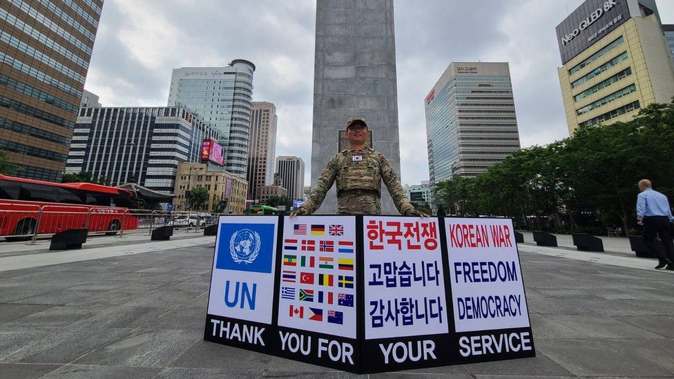 Sergeant Kim protesting