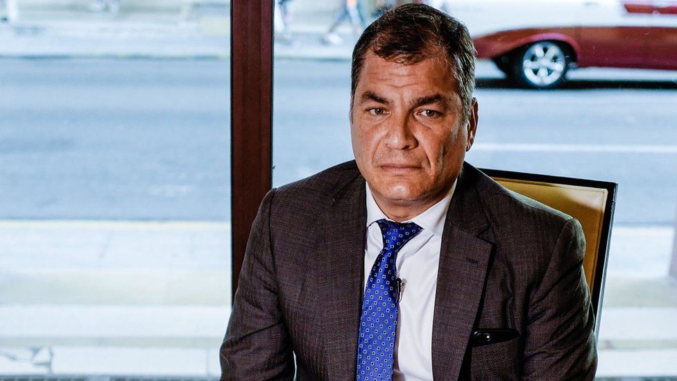 Ecuadoran former President Rafael Correa in an interview with AFP in Havana