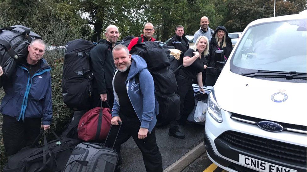 Eight officers from Gwent Police prepare to fly out to the British Virgin Islands