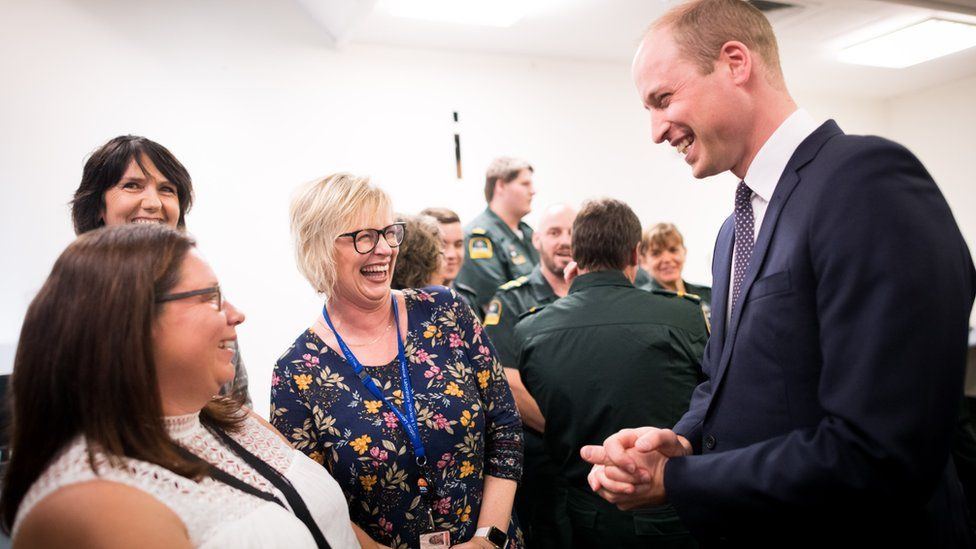 Prince William with staff at Christchurch hospital in New Zealand