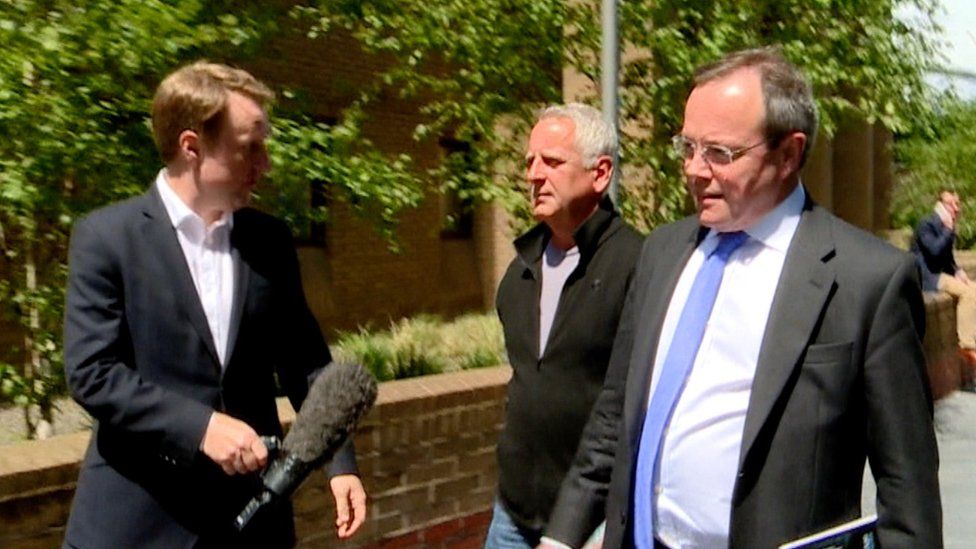 Andy Verity, Peter Johnson, Tony Woodcock outside court in 2016
