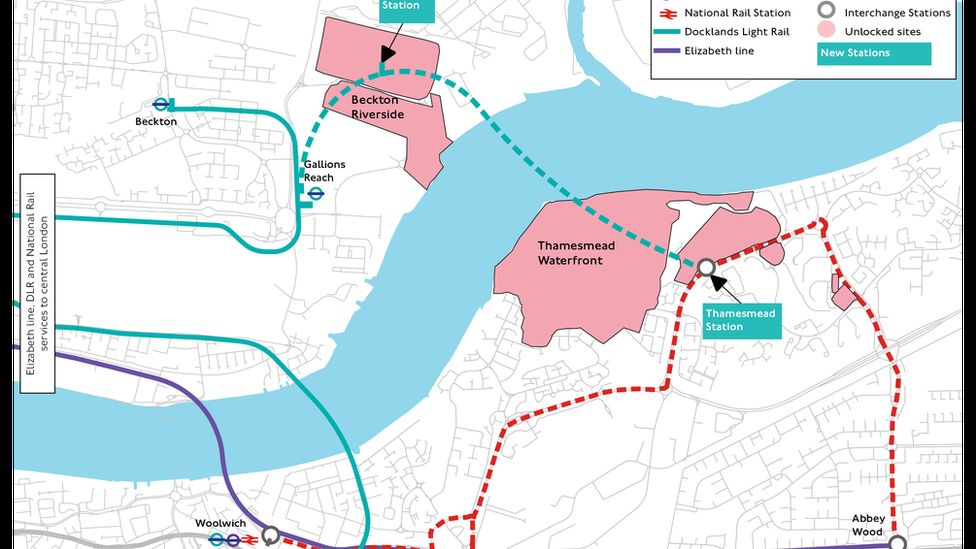DLR extension to Thamesmead map