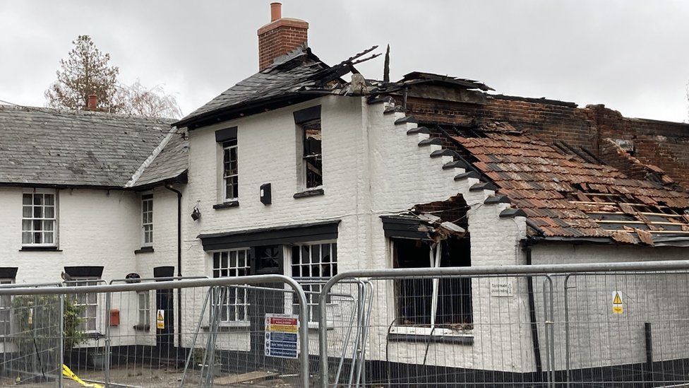 Homes destroyed by a fire in Ashill, Norfolk