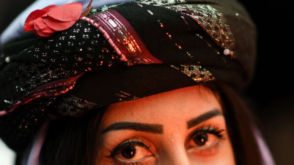Yazidi woman celebrating new year, 18 April 2017