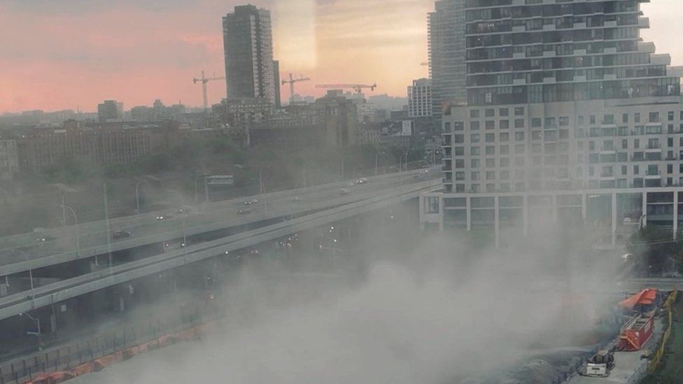 Screengrab from social media video showing Toronto storm