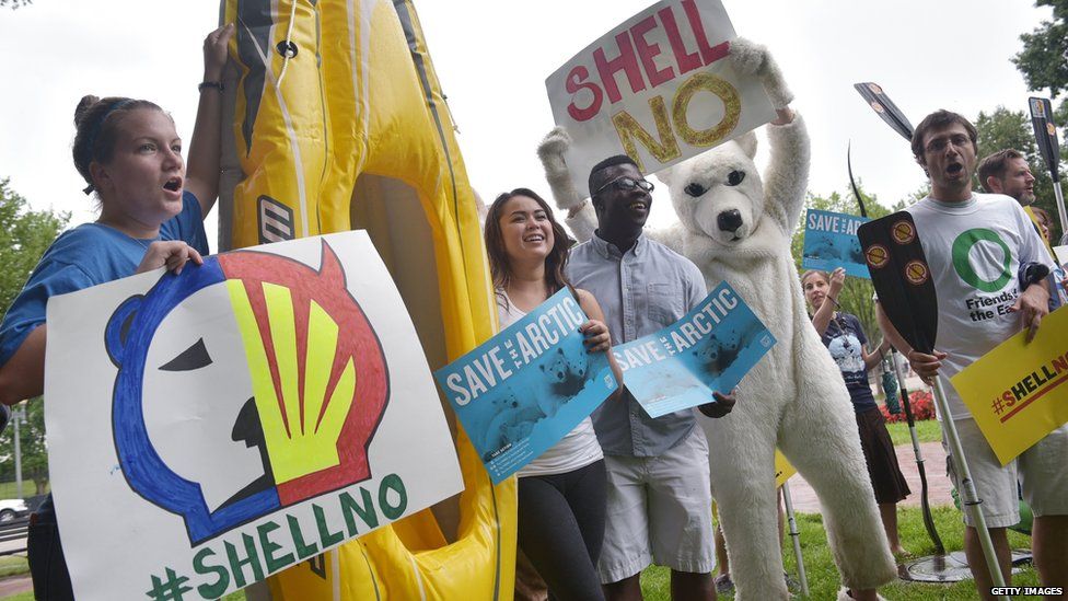 Demonstrators take part in the Shell No Day of Action on 18 July, 2015