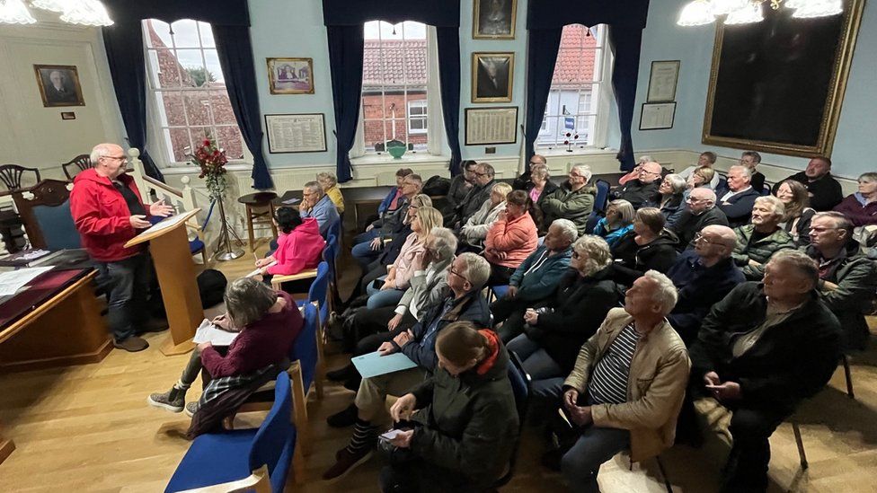 Picture shows about 50 people in a public meeting at Hedon Town Hall on Thursday