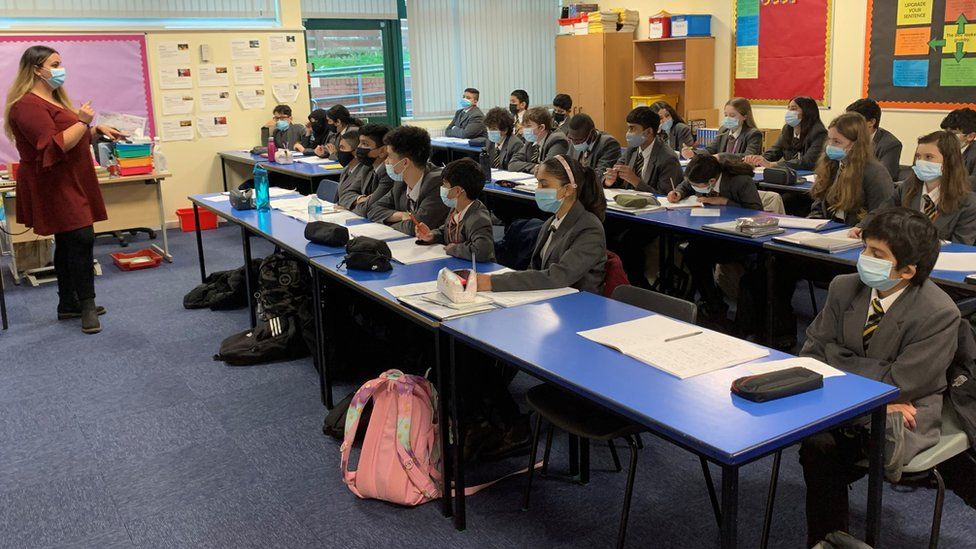 Pupil's in classroom at Manor High School, in Oadby, Leicestershire
