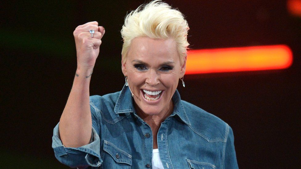 Brigitte Nielsen reacts after winning the final of the German version of "I'm A Celebrity Get Me Out Of Here"