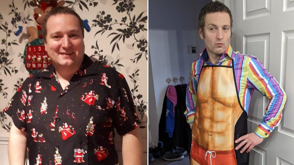 Two pictures of before and after Ryan's weight loss
