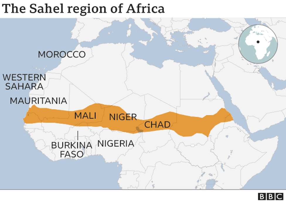 Map of Sahel region in Africa