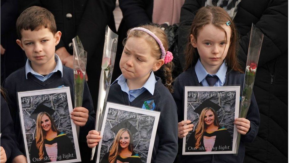 Schoolchildren at Ashling Murphy funeral