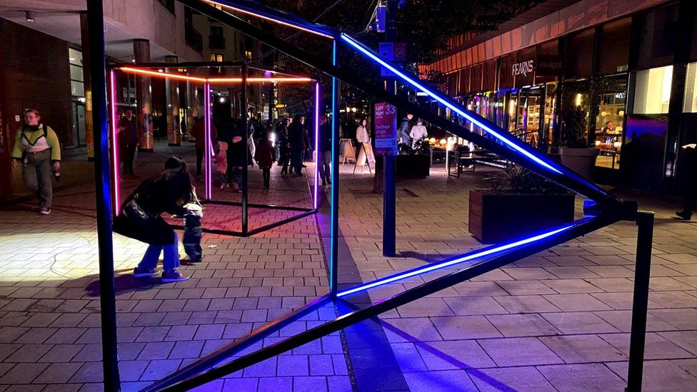 Leeds Light Night Futuristic theme for city's light show BBC News