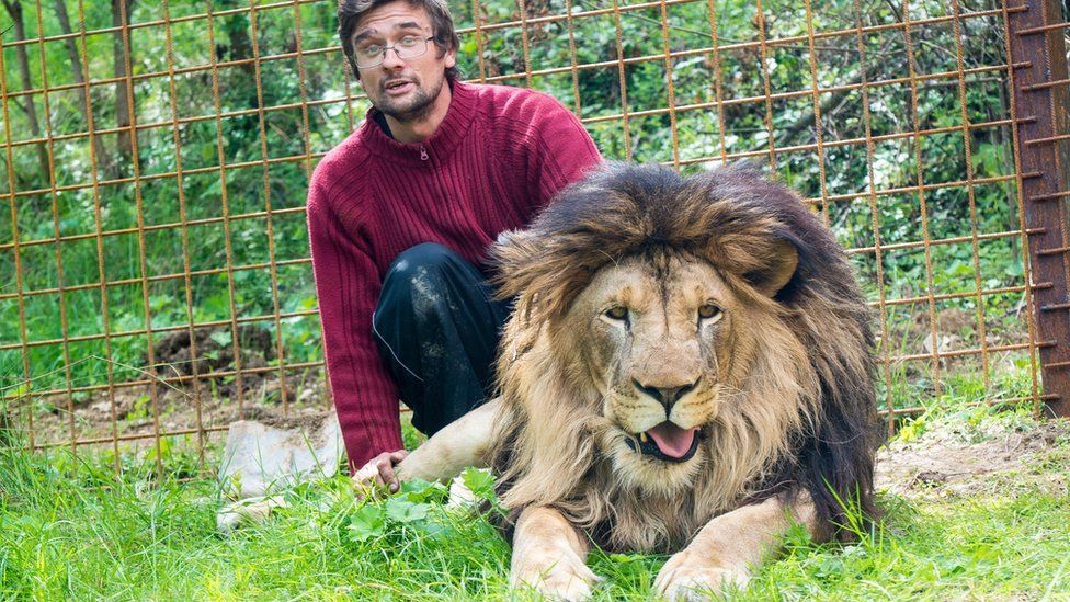 Michal Prasek with his lion