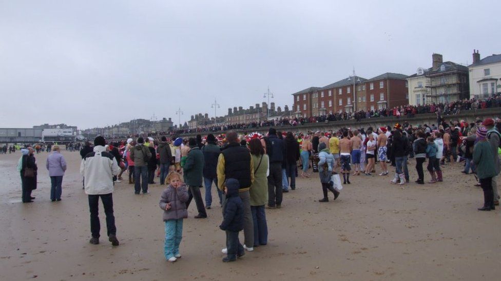 Christmas Day swim at Lowestoft