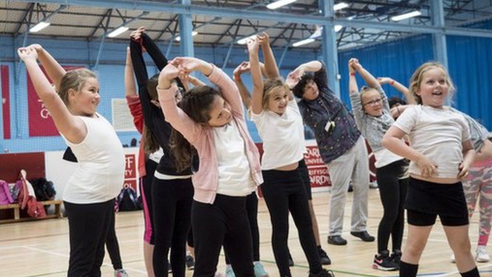 Cardiff school girls warm up to try sports taster session