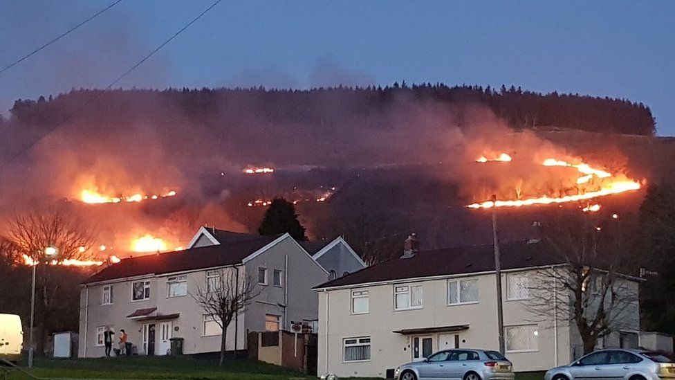 The mountain fire at Cwmbach