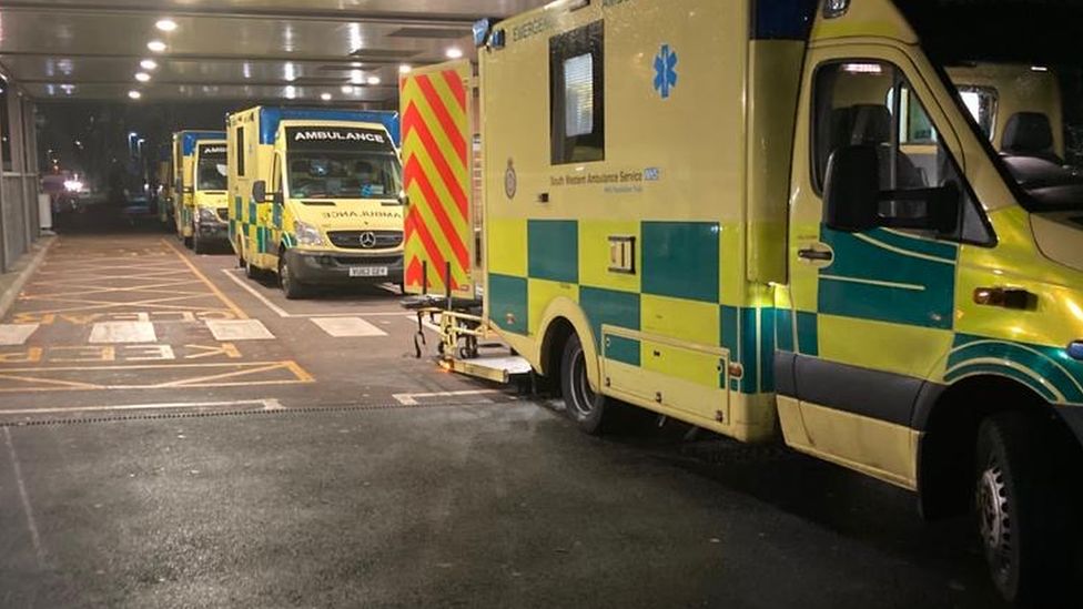 Ambulances outside Gloucester Royal Hospital