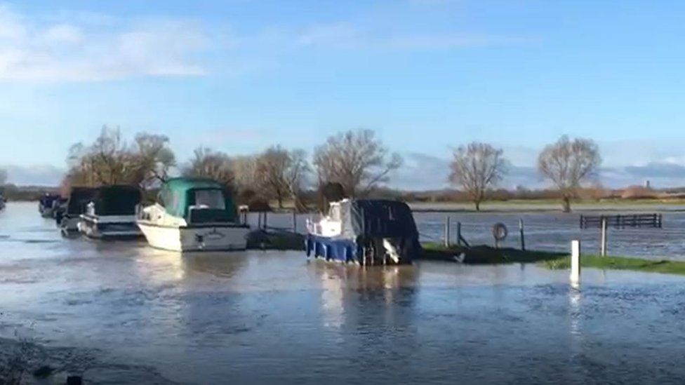 River Nene flooded at Warmington