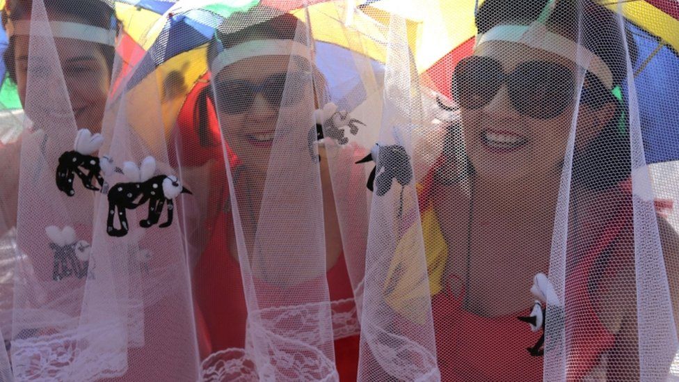 Mosquito nets costumes were popular in the north-eastern city of Recife carnival