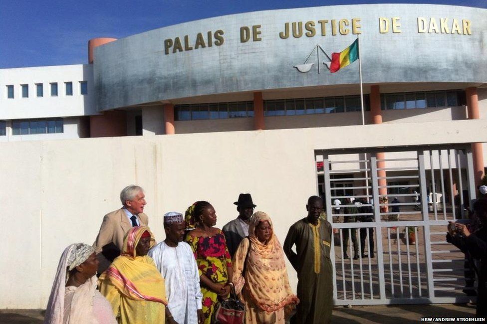alleged victims outside the court in dakar