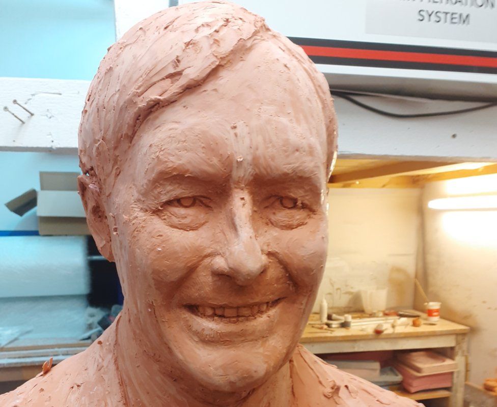 The face of a Sir David Amess statue