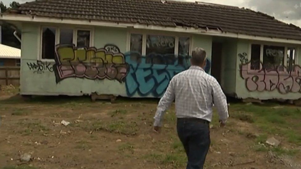 The house dumped on land outside Auckland