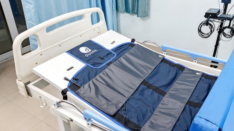 The Dozee sensor is placed beneath a bedsheet