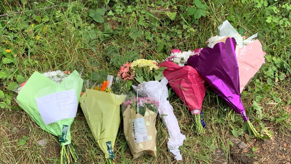 Flowers left at the scene