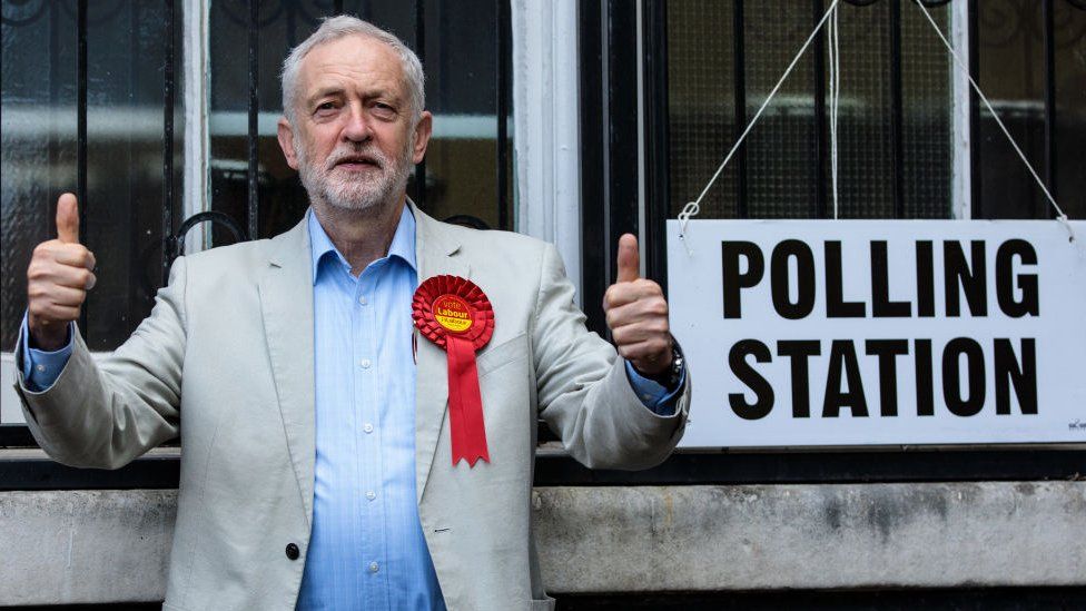 Jeremy Corbyn outside a polling station