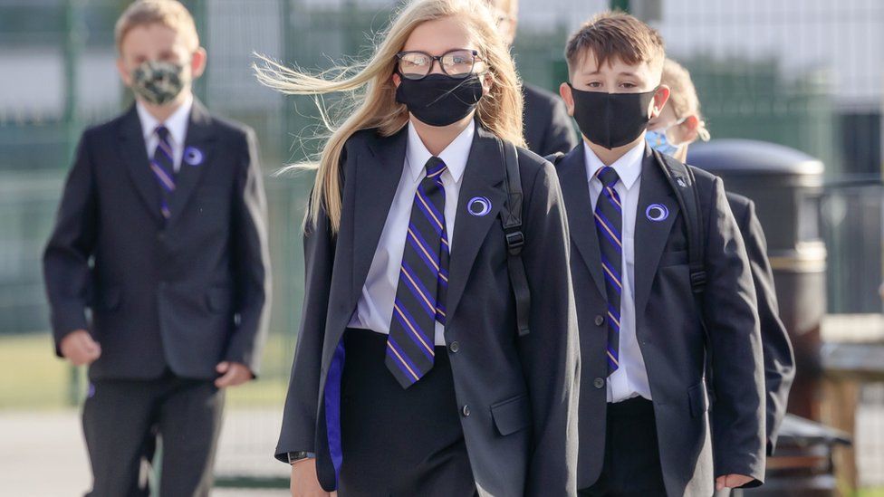 Pupils arrive at school