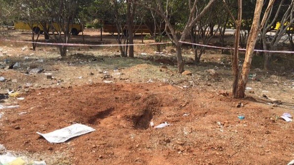 The meteorite left a crater inside the campus of Bharathidasan Engineering College in Vellore
