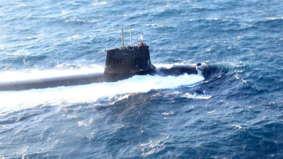 The submarine Soryu pictured in the water