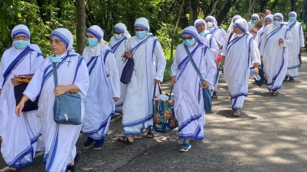 Nuns of the Missionaries of Charity, established by Mother Teresa, arrive in Costa Rica after Nicaragua's government shut down their organization along with other charities and civil organizations, in Penas Blancas, Costa Rica July 6, 2022.