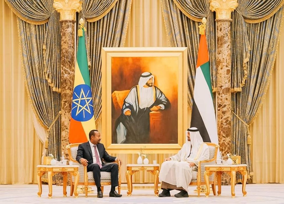 Ethiopian Prime Minister Abiy Ahmed (L) and Sheikh Mohammed bin Zayed (R) in Abu Dhabi, United Arab Emirates - Friday 29 January 2022