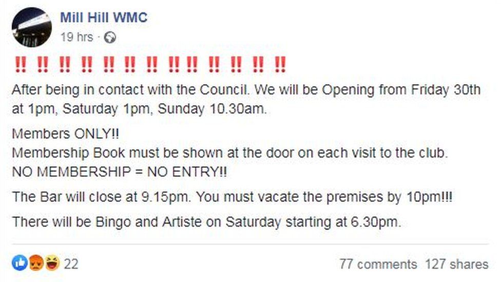 Covid rules Confusion as social clubs serve alcohol in tier 3 areas