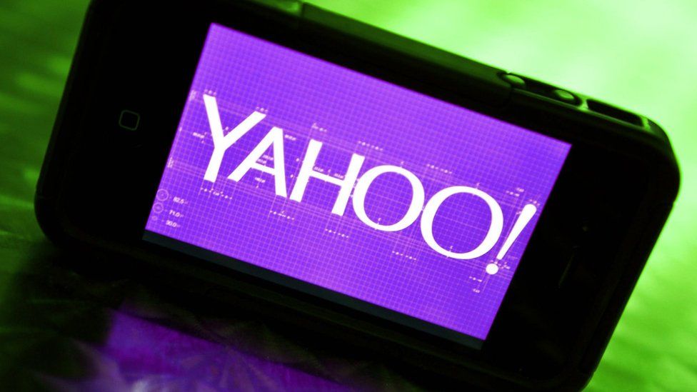 Yahoo logo on a smartphone